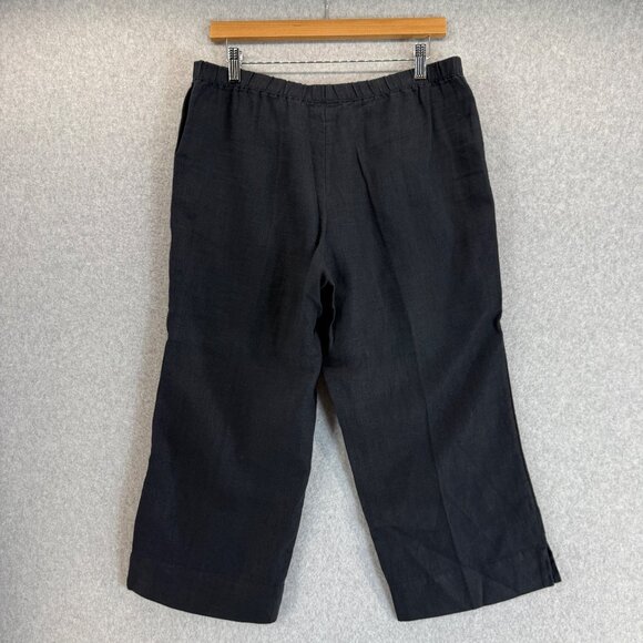 J. Jill Womens Black Linen Pants Pull On Elastic Waist Capri Size Small Petite - Picture 6 of 12